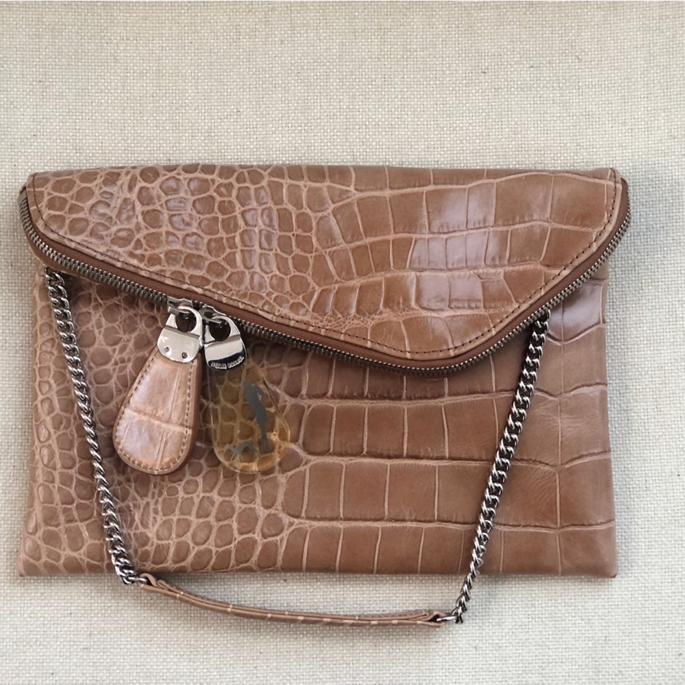 Henri Bendel Embossed Crocodile Debutante Clutch
